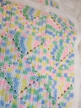 Pastel Multicolor Crochet Baby Blanket - Handmade.